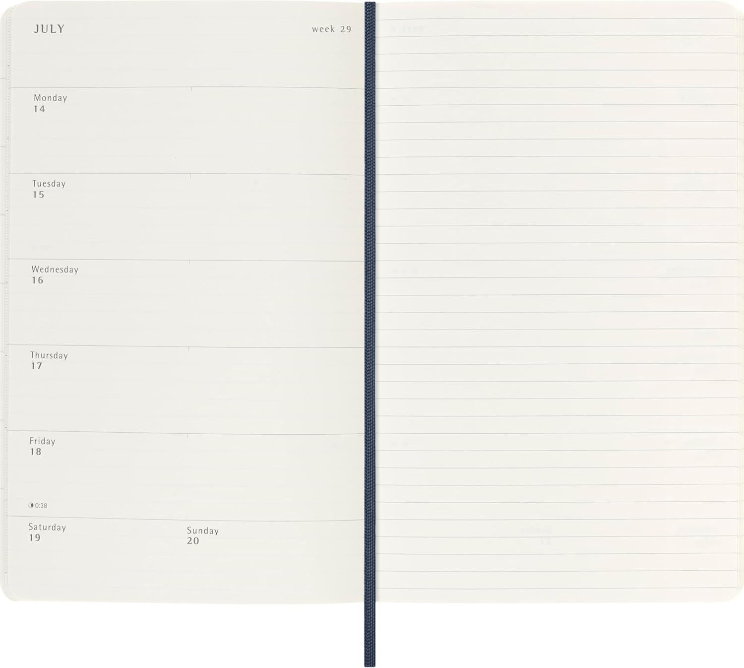 Moleskine Classic 18 Month 2025-2026 Weekly Planner, Soft Cover, Large (5" x 8.25"), Sapphire Blue, 208 pages
