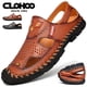thumbnail image 2 of Sandalias de cuero para hombre, costuras duraderas hechas a mano, zapatos antideslizantes para uso en interiores/exteriores/playa, 2 of 4