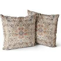 Boho Throw Pillow Covers 16x16 inch Set of 2 Ethnic Floral Cotton Short Plush Square Cushion Cover Standard Pillowcase for Men Women Home Decorative Sofa Armchair Bedroom Livingroom