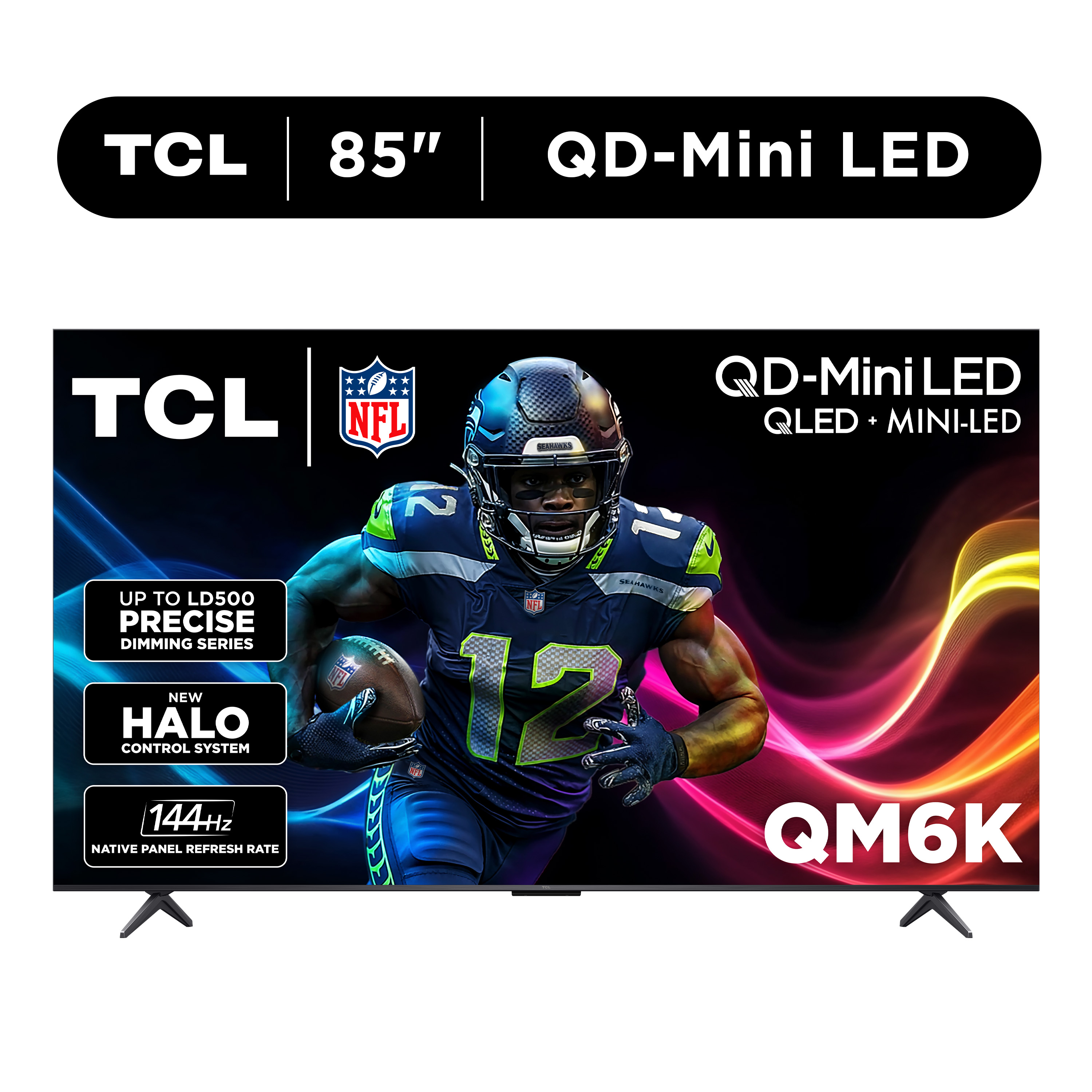 TCL 85" Class QM6K Series QD-Mini LED QLED 4K UHD HDR Smart Google TV (NEW 2025) - 144Hz, Dolby Atmos Onkyo Audio, Halo Control System - 85QM6K