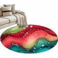 thumbnail image 2 of Watercolors Red Blue Green Round Living Room Rugs 4 ft, Modern Art Washable Area Rug with Non-Slip Sturdy Edge Binding Round Carpet for Entryway Kitchen Bedroom Bathroom, 2 of 9