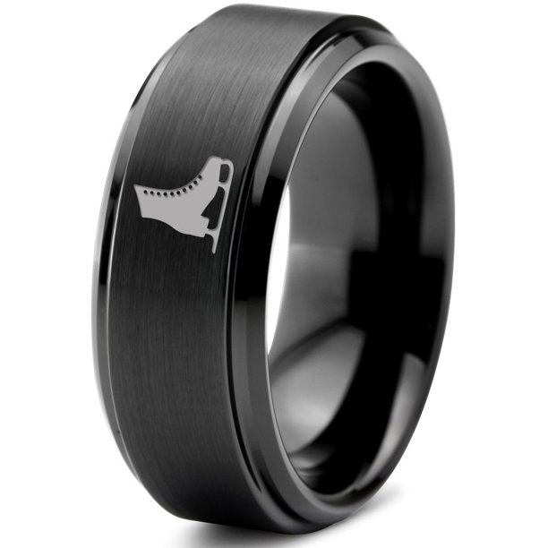 Zealot Jewelry Tungsten Ice Figure Skating Hockey Skate Band Ring 8mm