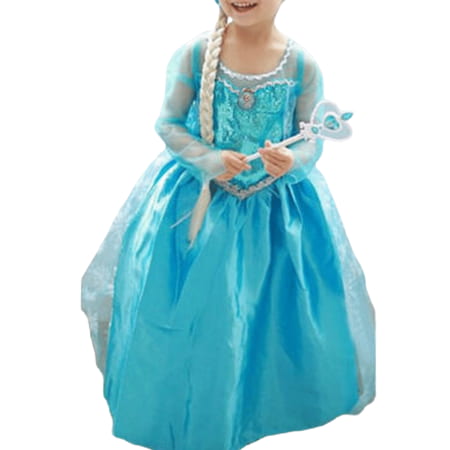 Suefunskry Toddler Girl Children Princess Anna Elsa Cosplay Costume Party fancy ball