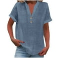 thumbnail image 7 of under 5!Sawvnm Women's Fashion Casual Solid Color Button V-neck T-shirt Top Short Sleeved V-neck Top/shirt Great Gift for Less, 7 of 7