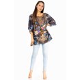 thumbnail image 5 of Sakkas Marina Women's Casual Short Sleeve Blouse Top Tunic Loose Floral Round Neck - 555-Black - S/M, 5 of 5