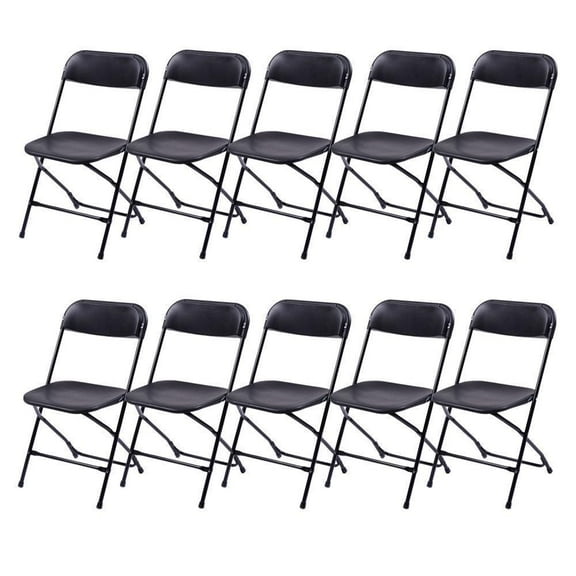 Hyxoo 10 Pack Outdoor Plastic Folding Chairs Commercial Grade Stackable for Picnic Party Events
