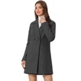 thumbnail image 1 of Abrigos de invierno raglán cruzados con solapa con muesca para mujer Gris Oscuro L, 1 of 6