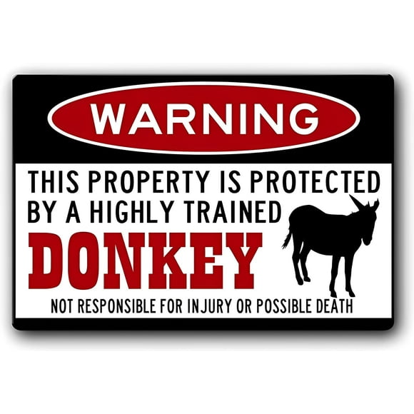 Funny Metal Signs,donkey Warning Sign,barn Sign,burro Sign,stable Warning Sign Tin Sign Metal Tin Sign Wall Art Warning Caution Tin Signs Metal Road Yard Decor 12"x16"