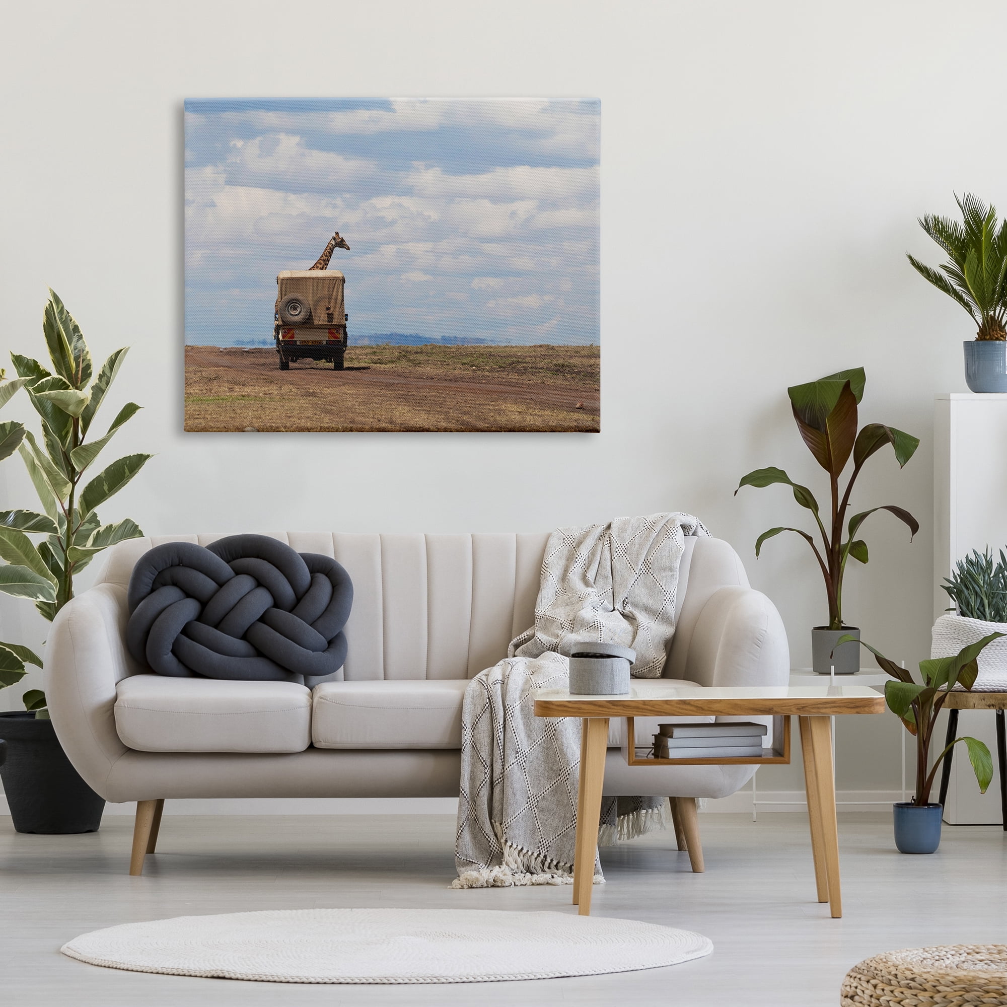 Stupell Industries Giraffe in Safari Vehicle Animals & Insects Photography Gallery Wrapped Canvas Art Print Wall Art, 48 x 36