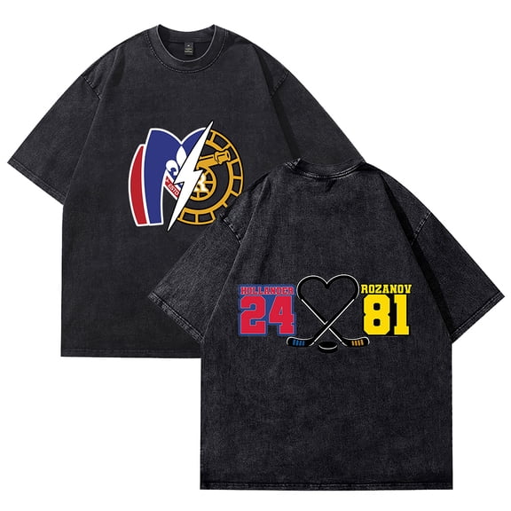 Heated Rivalry Hollander 24 Rozanov 81 CP Print Wash T-Shirt - Unisex Cotton O-Neck Short Sleeve Casual Streetwear Top for TV Series Fans