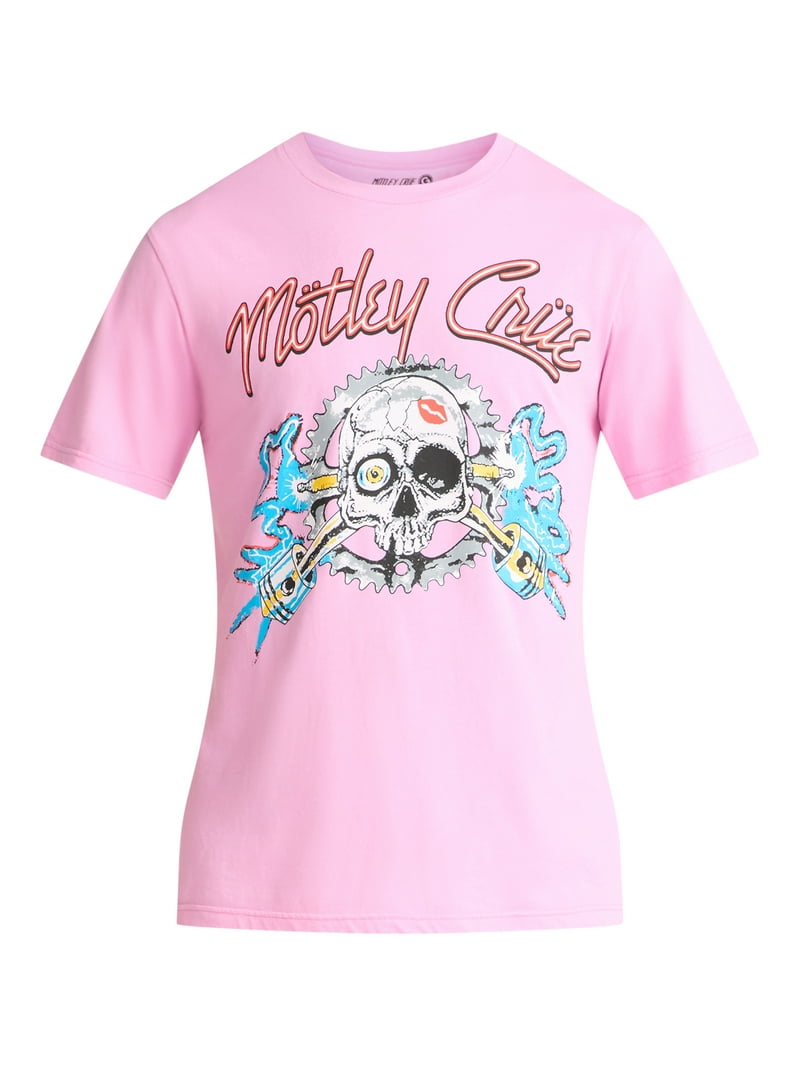 1980年代Mötley Crüe スカルデザイン Tシャツ 34-36 Motley Crue Men's and Big Men's Skull Pistons Graphic Tee, Sizes S