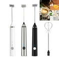 thumbnail image 2 of Silver Usb Rechargeable Milk Frother Handheld Foam Maker Silver For Coffee Cappuccino Latte With Two Whisk Heads, 2 of 6