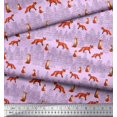 thumbnail image 3 of Soimoi Purple Poly Georgette Fabric Cedar Tree & Fox Animal Decor Fabric Printed Yard 52 Inch Wide, 3 of 5