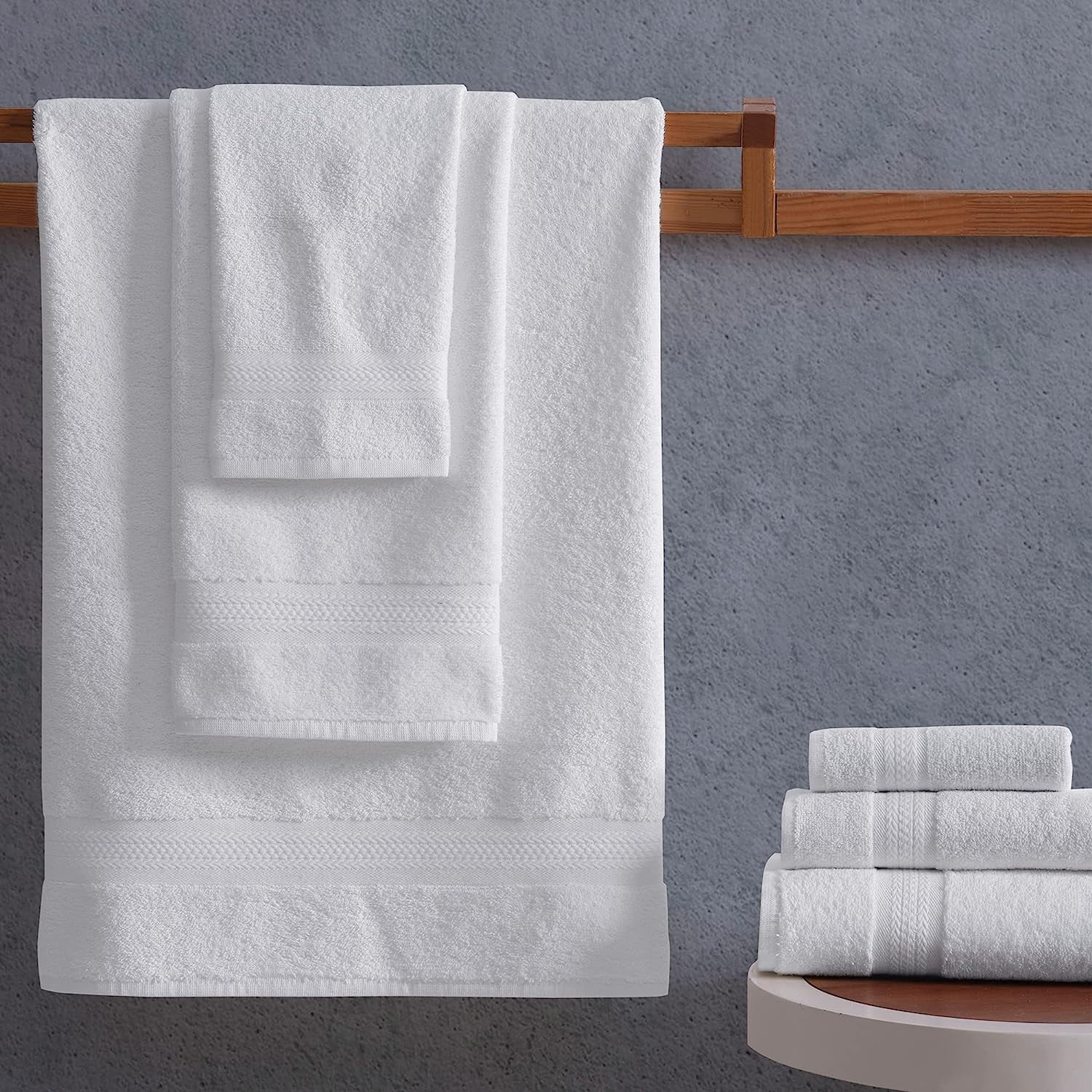 Regal Ruby, 6 Piece Towel Set, 2 Bath Towels 2 Hand Towels 2 Washcloths, Soft and Absorbent, 100% Turkish Cotton Towels for Bathroom and Kitchen Shower Towel, White