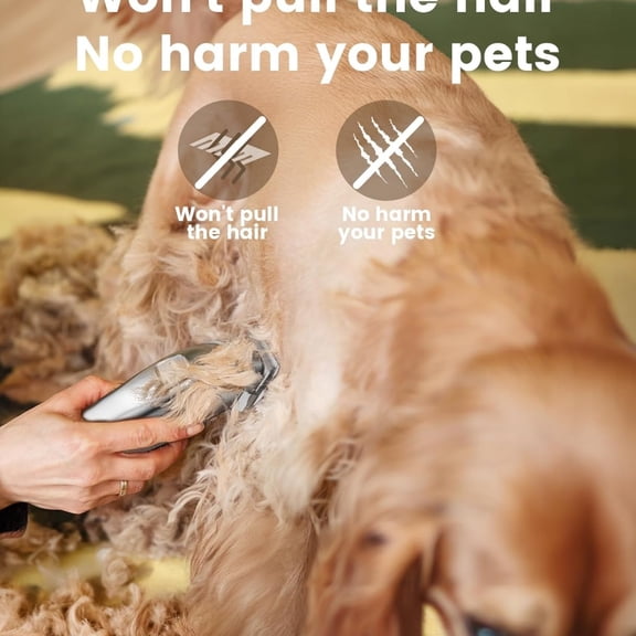 Dog Grooming Clippers for Thick Heavy Coats,Low Noise Cordless Dog Grooming Kit with Metal Blades, All Stainless Steel, 2 Speeds