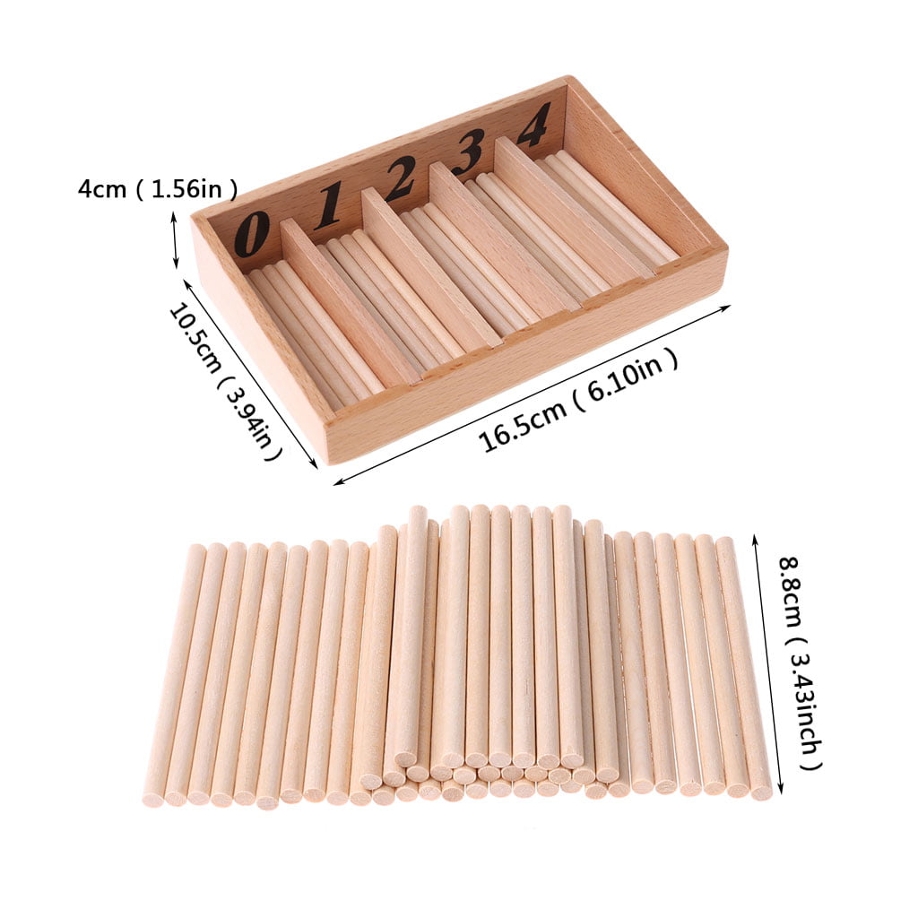 Montessori Spindle Box 45 Spindles Mathematics Counting Educational Wooden Toy J 