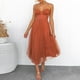 thumbnail image 3 of Vestido de noche sexy de malla con tirantes para mujer - Vestido de fiesta formal con cintura alta - Estilo europeo americano, 3 of 7