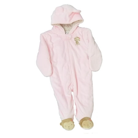 Pink Baby Prams - Carters Infant Girls Pink Pram Soft Fuzzy Sherpa Snowsuit Baby Bunting 9M