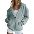 thumbnail image 3 of BiZtdJrK Plus Size Hooded Sweatshirt for Women Full Zip Long Sleeve Sweatshirt Jackets Drawstring Loose Fit Fall Hoodies Jacket with Pocket Gray S, 3 of 8