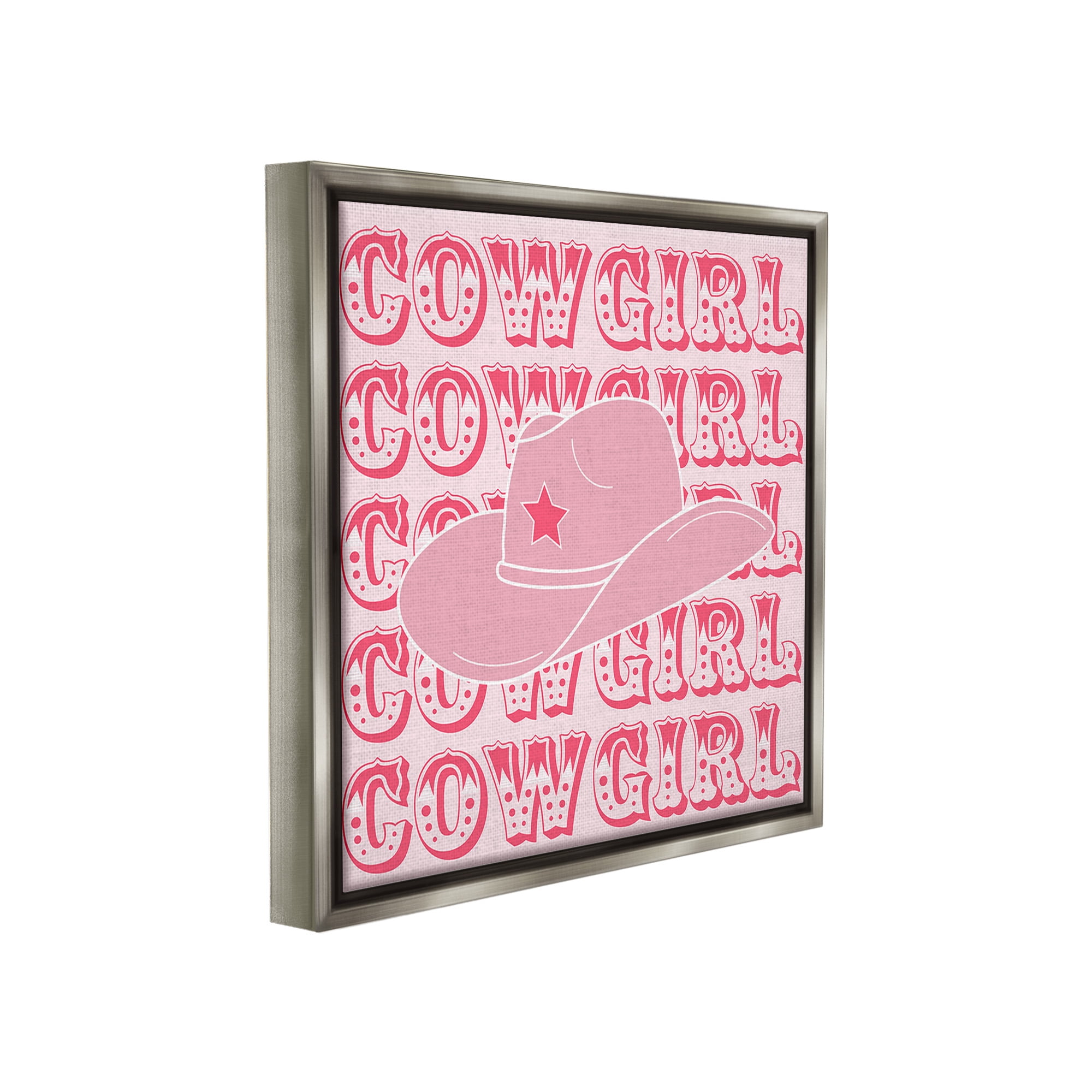 Stupell Industries Blush Pink Cowgirl Beauty & Fashion Painting Gray Floater Framed Canvas Art Print Wall Art, 25 x 25