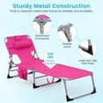 thumbnail image 4 of Patiojoy 2PCS Beach Lounge Chair Reclining Chair with 5 Adjustable Positions Detachable Pillow &Hand Ropes Pink, 4 of 9