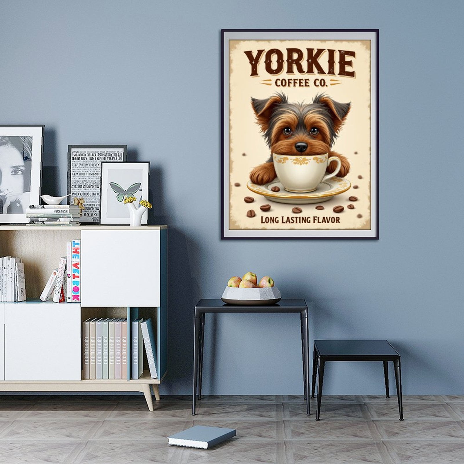 Diamond Art Kit for Adults, Yorkie Coffee Pup Charming Cup Diamond Painting for Adults Beginners, 5D DIY Diamond Art Painting Kits, Colorful Diamond Painting Craft for Home Decor 12x16