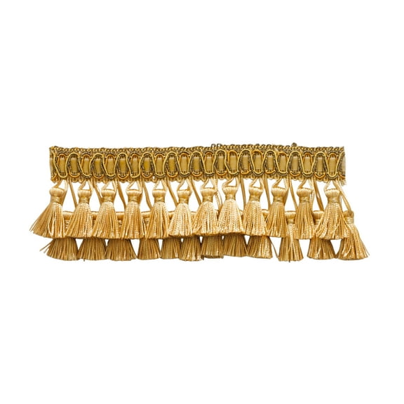 3" (7.5cm) Noblesse Collection Elaborate Two Tier Tassel Fringe Trim # TFH3D,, Canary Gold #4875 (Dark Gold, Yellow Gold) Sold By The Yard (36"/3 ft/0.9m)