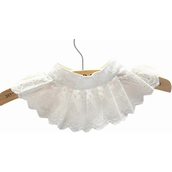 Camicover Casual Lace Decorative Pleated Spread False Collar Choker Blouse Collar, White