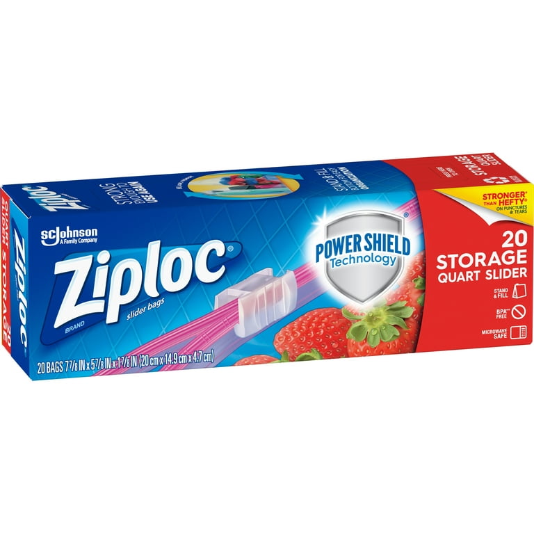 Ziploc® 02204 Slider Storage Bags with Smart Zip® Seal, Gallon