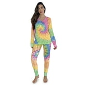 #followme Tie Dye 2 Piece Jogger Thermal Pajama Set for Women 6862-10575-XXL (Tie Dye Pastel, Small)