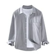thumbnail image 2 of XDZJLR Mens Shirts Lapel Solid Soft And Comfortable Long Sleeve Shirts for Men, 2 of 4