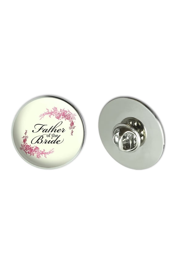 Wedding Floral Father of the Bride Metal 1.1" Tie Tack Hat Lapel Pin Pinback