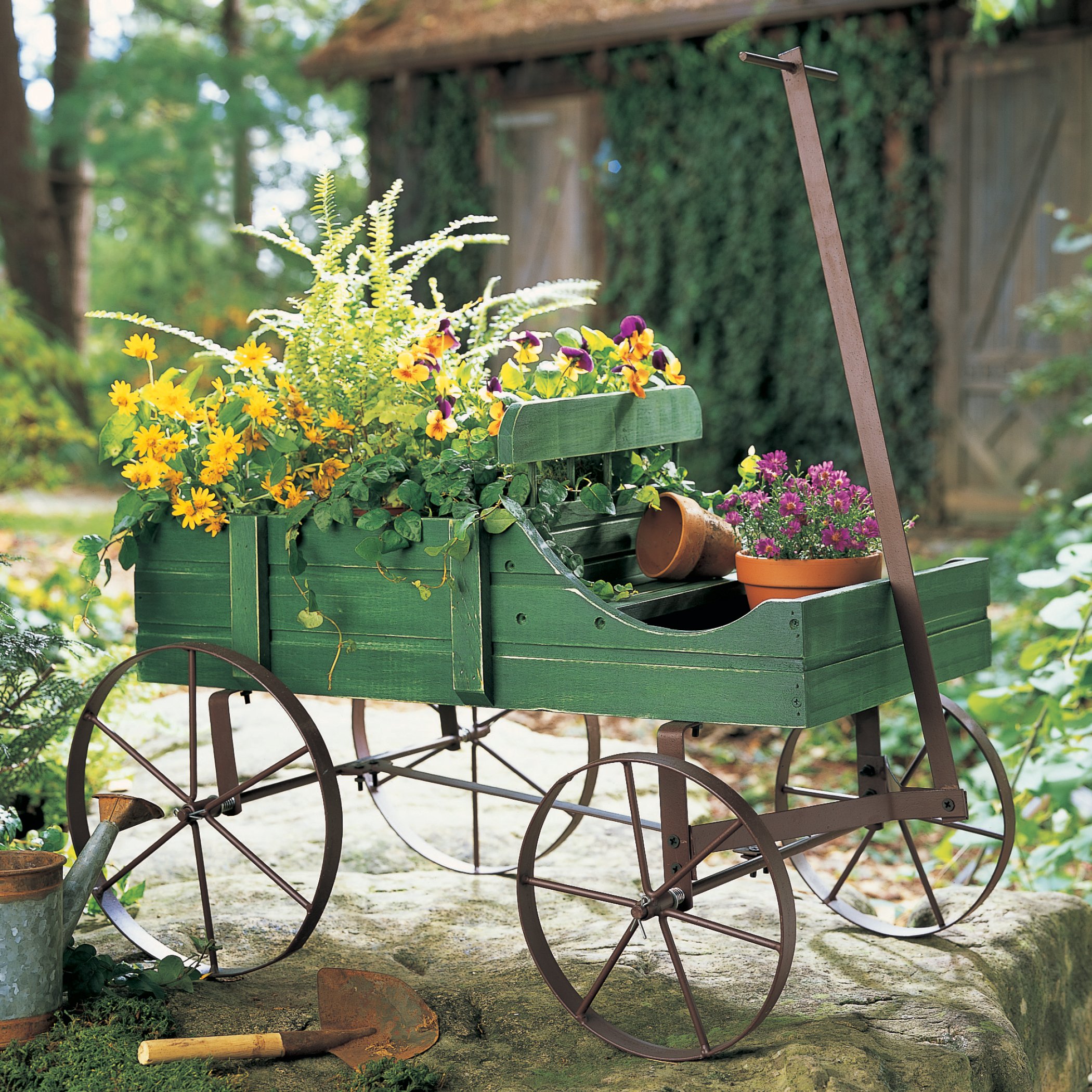 Collections Etc Amish Wagon Indoor/Outdoor Decorative Planter - Green - image 4 of 4