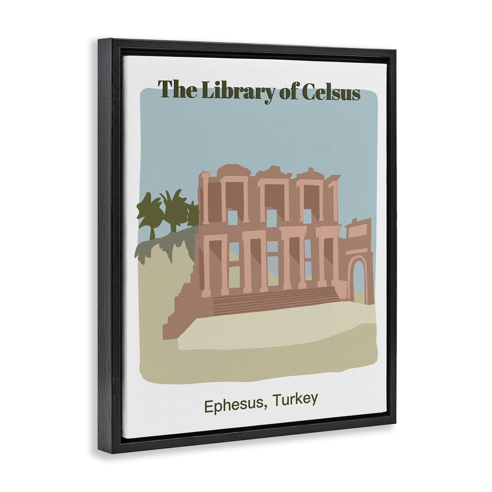 Stupell Industries Library Of Celcus Architecture Town & City Painting Black Floater Framed Art Print Wall Art, 17 x 21