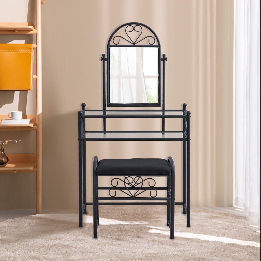 Ubesgoo Mirror Vanity Set Table Stool Makeup Vintage Dresser Decor Bedroom Furniture New Walmart Com