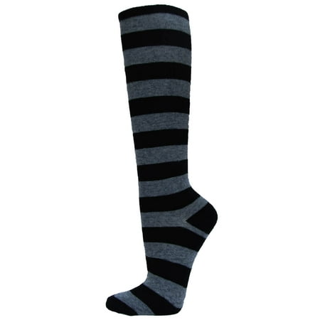 

COUVER [KSTR01] 1 Stripe Fashion/Costume Knee High Socks Black / Charcoal 1PR