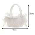 thumbnail image 5 of SPRING PARK Flower Basket Romantic White Lace Storage Satin Flower Girl Basket for Wedding Ceremony Party Decoration, 5 of 7