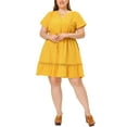 thumbnail image 2 of MODA NOVA Juniors Plus Dress V Neck Short Sleeve Tie Waist Ruffle Hem Dresses, 2 of 5