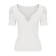 thumbnail image 7 of tarylea Going out Tops for Women Deep V Neck Short Sleeve Blouse Solid Color Slim Fitted Shirts Casual Summer Trendy Tops, 7 of 7