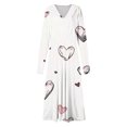 thumbnail image 4 of ClodeEU Women's Valentine's Day Long Sleeve V Neck Print Midi Dress,Trendy Loose Cozy Dress Multicolor 24,Womens Plus M, 4 of 5