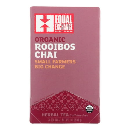 Equal Exchange Organic Rooibos Chai, Herbal Tea, Caffeine-Free, 20 Tea Bags, 1.41 oz (40 g)