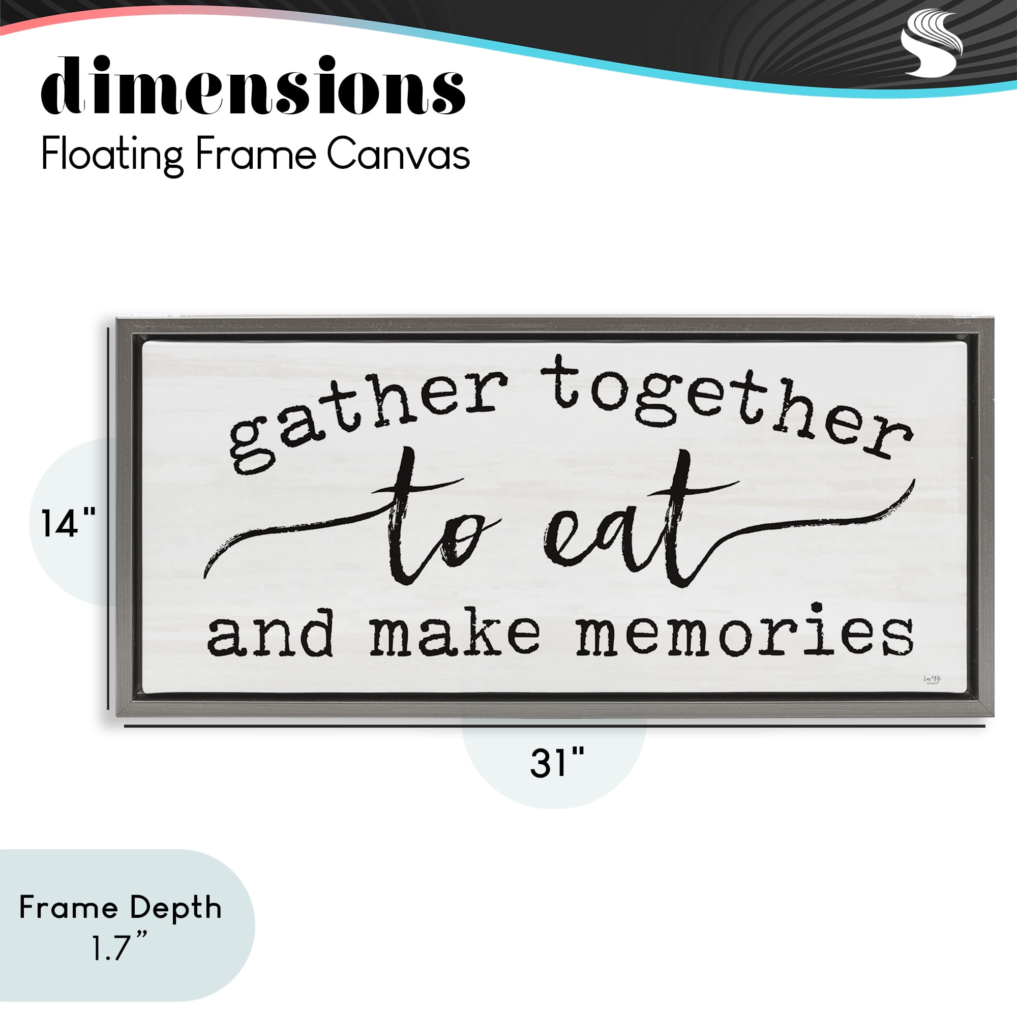 Stupell Industries Gather Together Eat & Memories Gray Framed Floater Canvas Wall Art, design by Lux + Me Designs