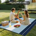 thumbnail image 4 of Navy Blue Aqua Stripe Outdoor Rug 6x9 Ft - Reversible Patio Rug Outdoor Camping Rugs, Modern Art Horizontal Striped Washable Indoor Outdoor Area Rugs, Non-Slip Outdoor Carpet Runner for Deck/Porch, 4 of 8