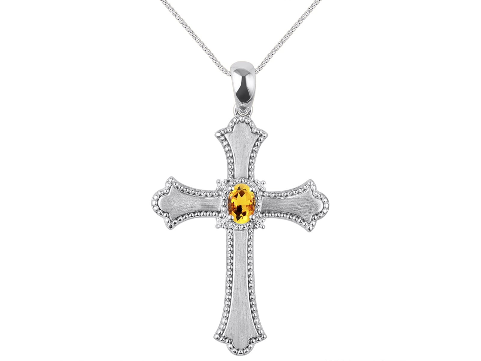 Details about   Diamond & Emerald Cross Pendant Necklace Set In Set in Sterling Silver With 18" 
