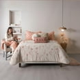 thumbnail image 3 of Ultra-Soft Queen/King Size Sherpa Blanket, Cozy and Warm Double-Sided Plush Blanket, Peach and White with Floral Design, Bremen, 87" x 98", Machine Washable, 3 of 7