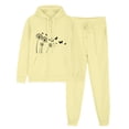 thumbnail image 2 of ibuvkizy Womens Sweatsuits 2 Piece Set,Outfits Men's and Women's Sports Tracksuits Long Sleeve Pullover Hoodies Sweatshirt Loose Coat and Sweatpants Fall Winter Suit Yellow,S, 2 of 7