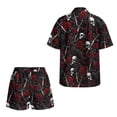 thumbnail image 5 of Xoenoiee Skull Raven Rose Cross Print Women's 2 Piece Outfit Cover Up Half Sleeve Blouse Shorts Set Summer Beach Vacation Resort Wear Plus Size, S, 5 of 7