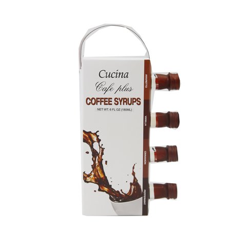 4-Pack Cucina Cafe Plus Coffee Syrups Set (Net Wt. 6 fl. oz.)- Best By: