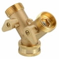 thumbnail image 2 of 3/4 Inch Solid Brass Garden Hose Splitter - Heavy Duty 2 Way Tap Connector Adaptor, 2 of 6