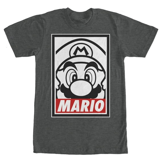 Men's Nintendo Mario Close Up Graphic Tee Charcoal Heather Small